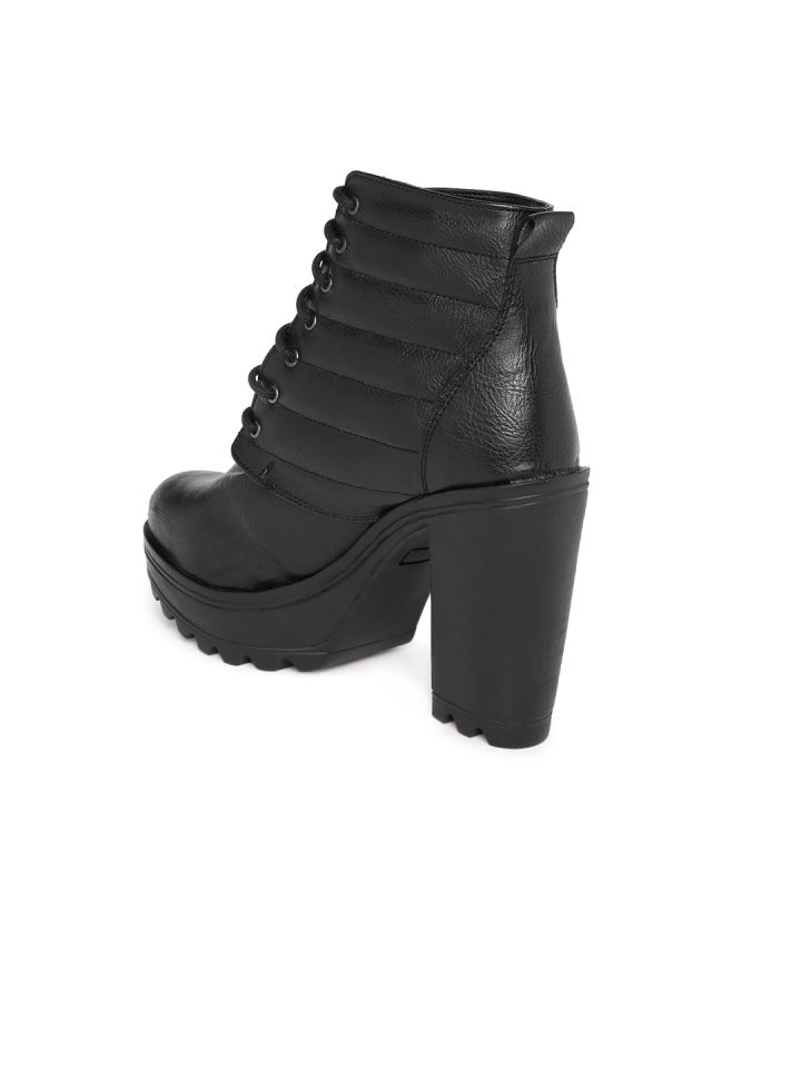 Knotty Derby Women Black Heeled Boots