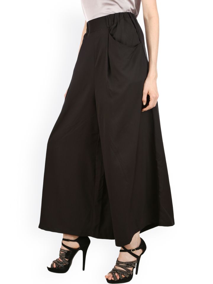 Black palazzo pants myntra hot sale