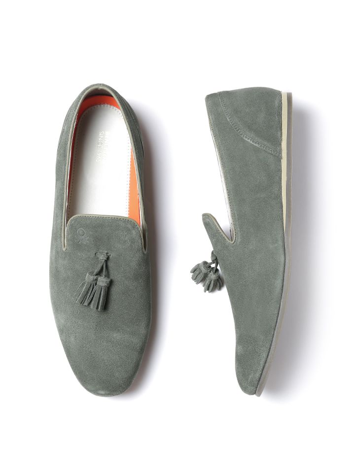olive green suede loafers