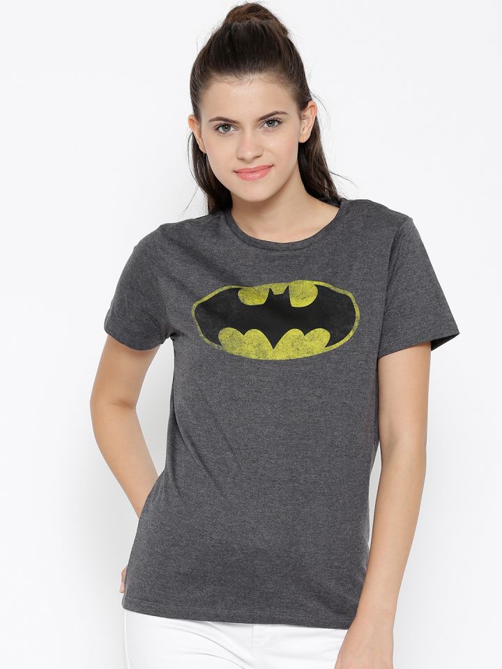 Girl in top batman shirt