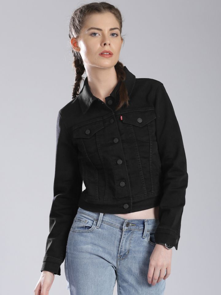 womens black levi jean jacket
