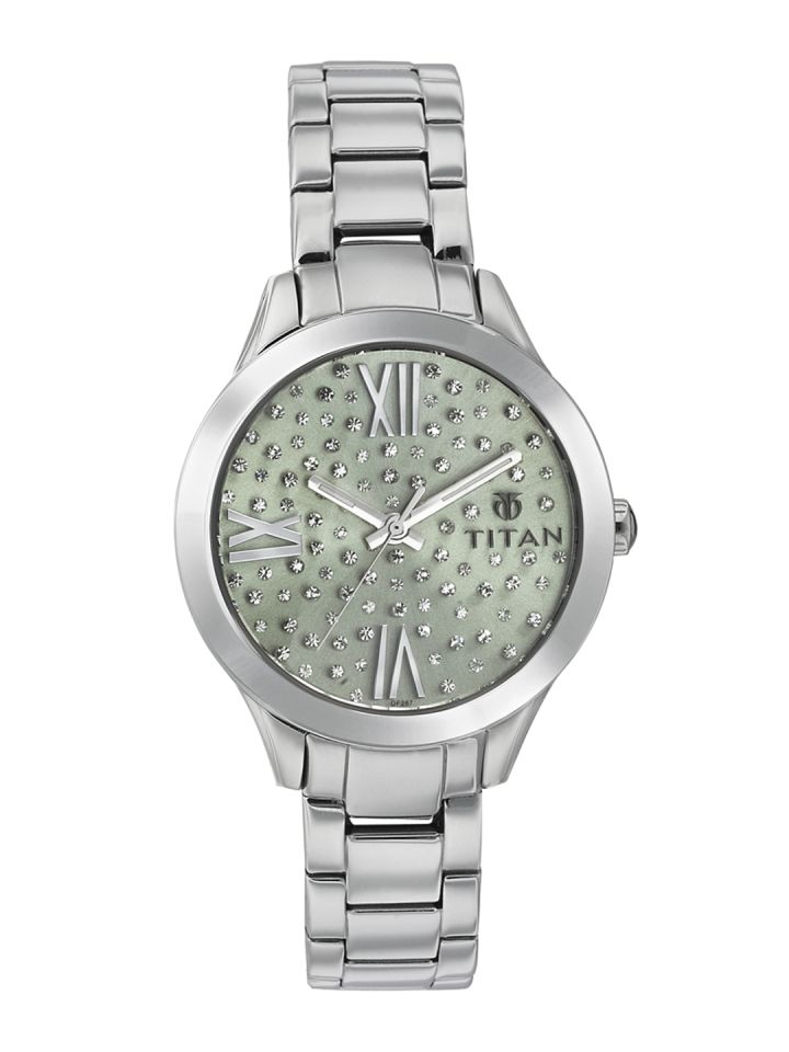 Buy Titan Women Green Embellished Dial Watch 95027SM03J
