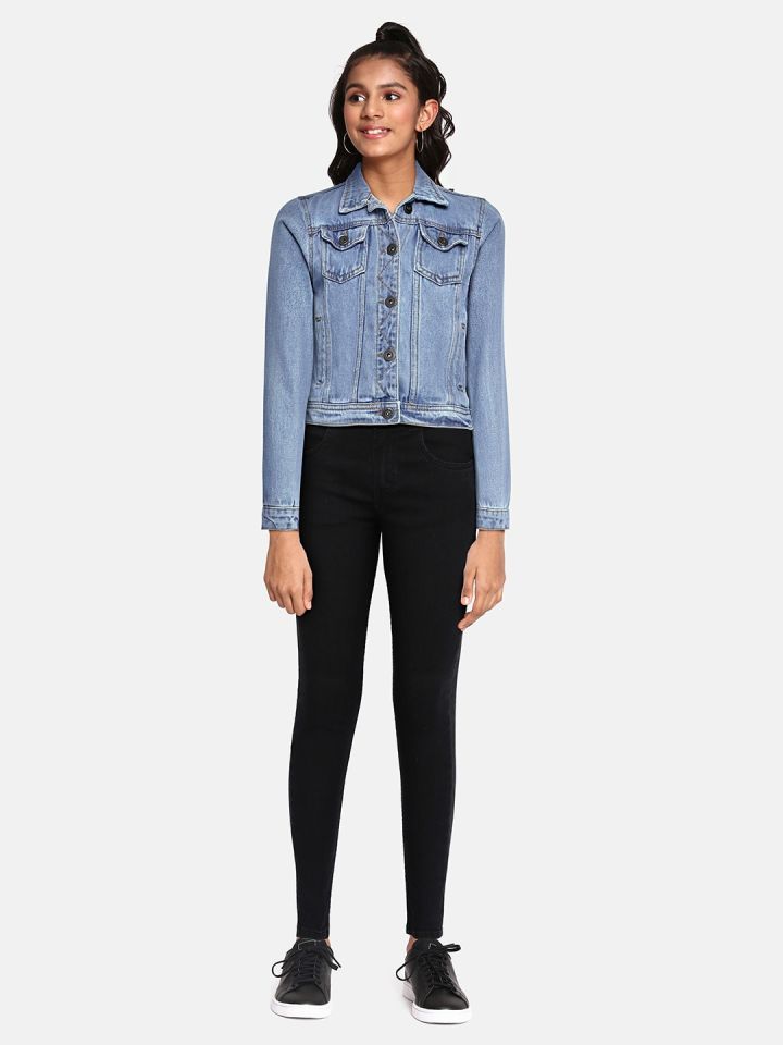 Girls dark blue denim jacket on sale
