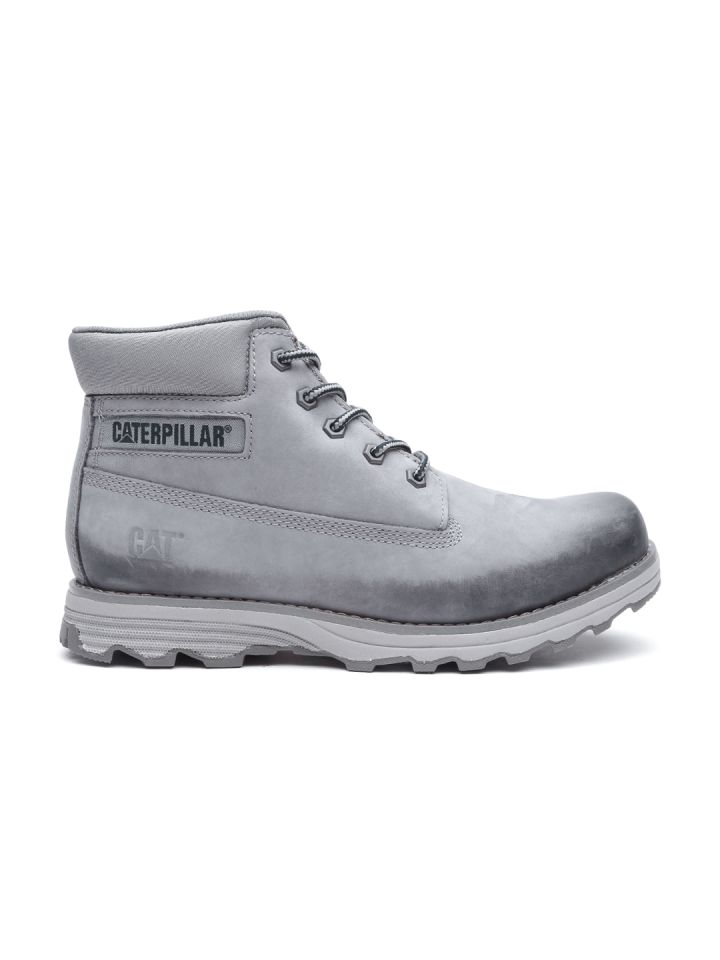 CAT Men Grey Founder Burnish Brights Leather Boots