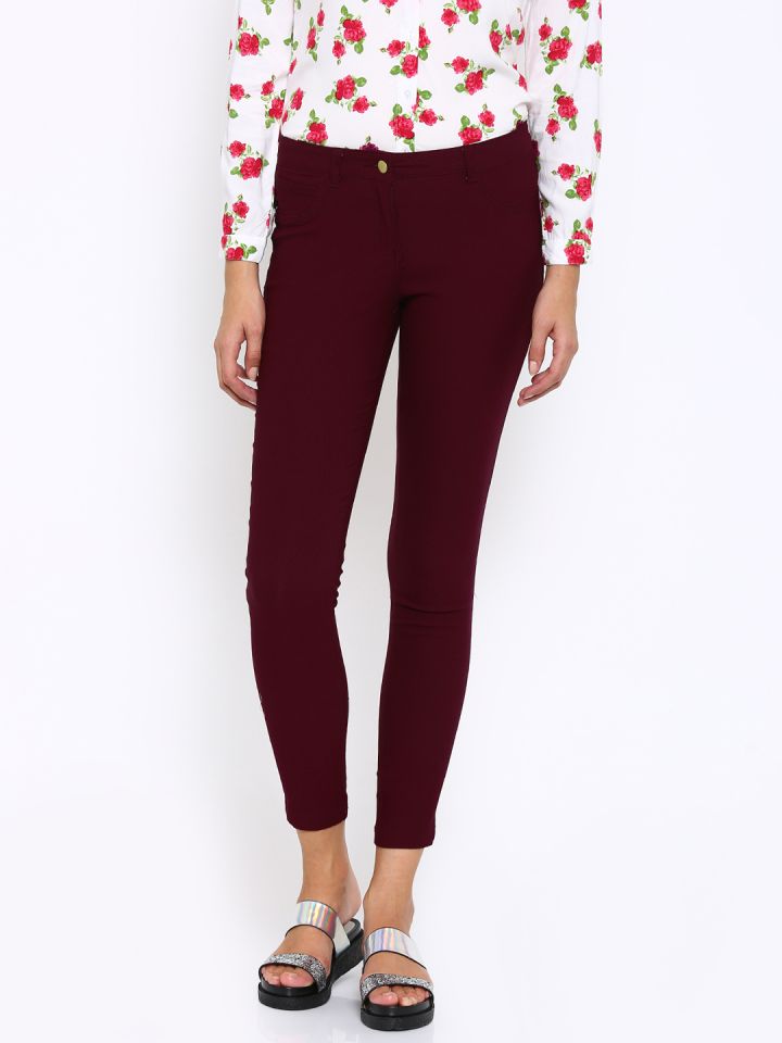 Maroon jeggings 2025