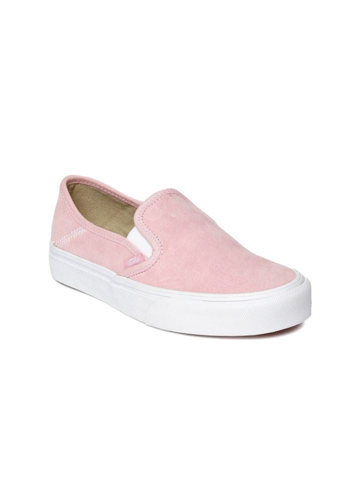 womens pink slip on sneakers