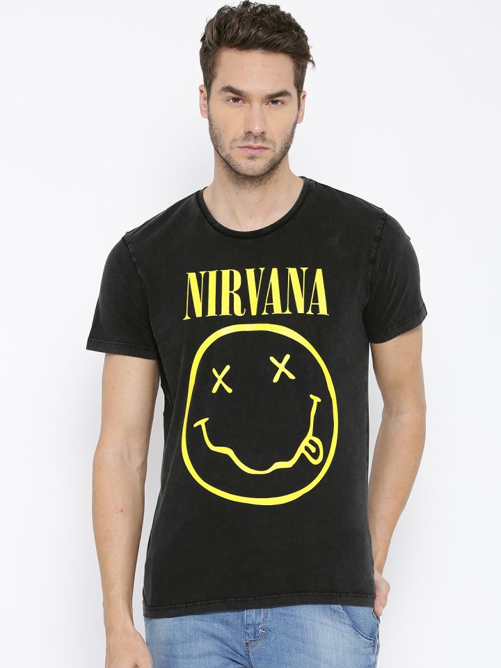 Buy Free Authority Men Black Nirvana Printed T Shirt - Tshirts for Men  1499627 | Myntra