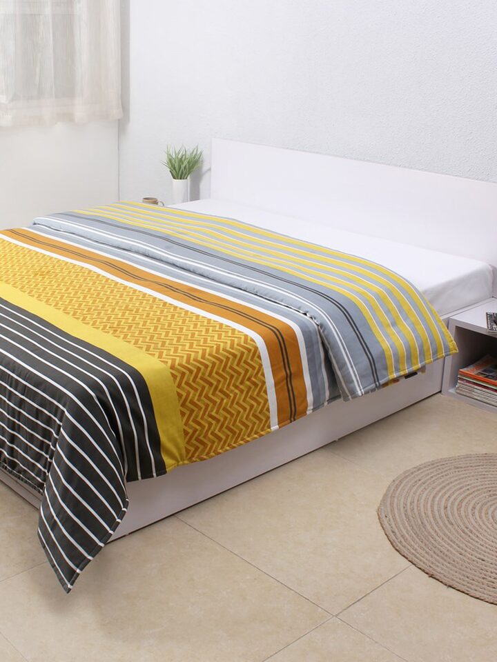 Buy House This Multicoloured Striped 210 Tc Cotton Double Bed
