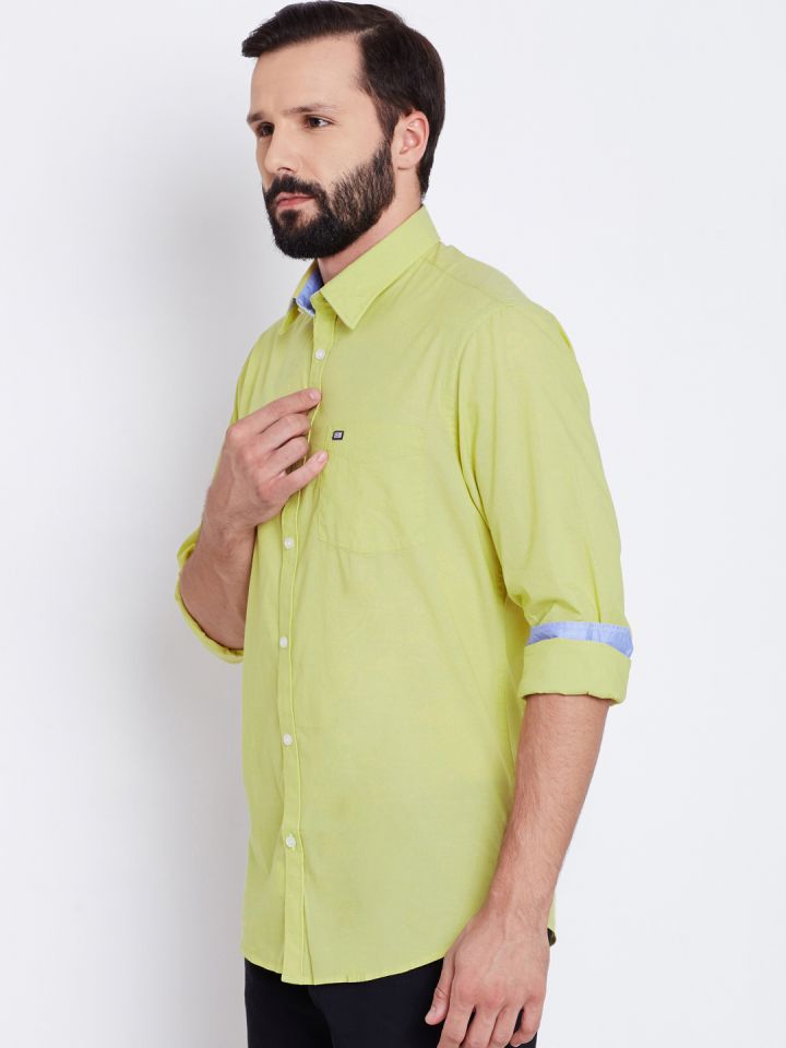 Buy Arrow Sport Men Lime Yellow Slim Fit Solid Casual Shirt