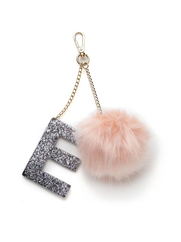 Buy Accessorize Women Pink Silver Toned Pom Pom Keychain Key