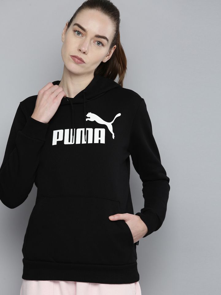 Buy Puma Women Black Printed Essentials Logo Hooded Sweatshirt Sweatshirts for Women 15029992 Myntra