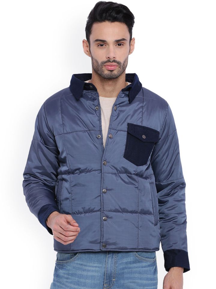 Campus Sutra Blue Quilted Jacket