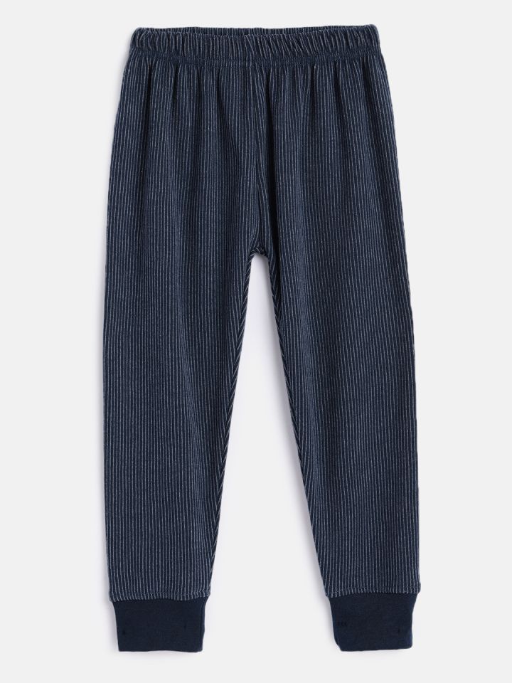 Rupa Jon Kids Navy Blue Striped Bumchums Thermal Bottoms