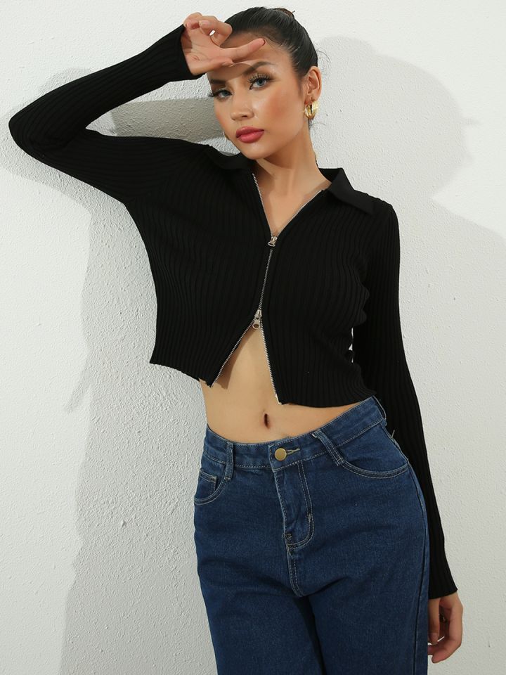 Womens black online cropped cardigan