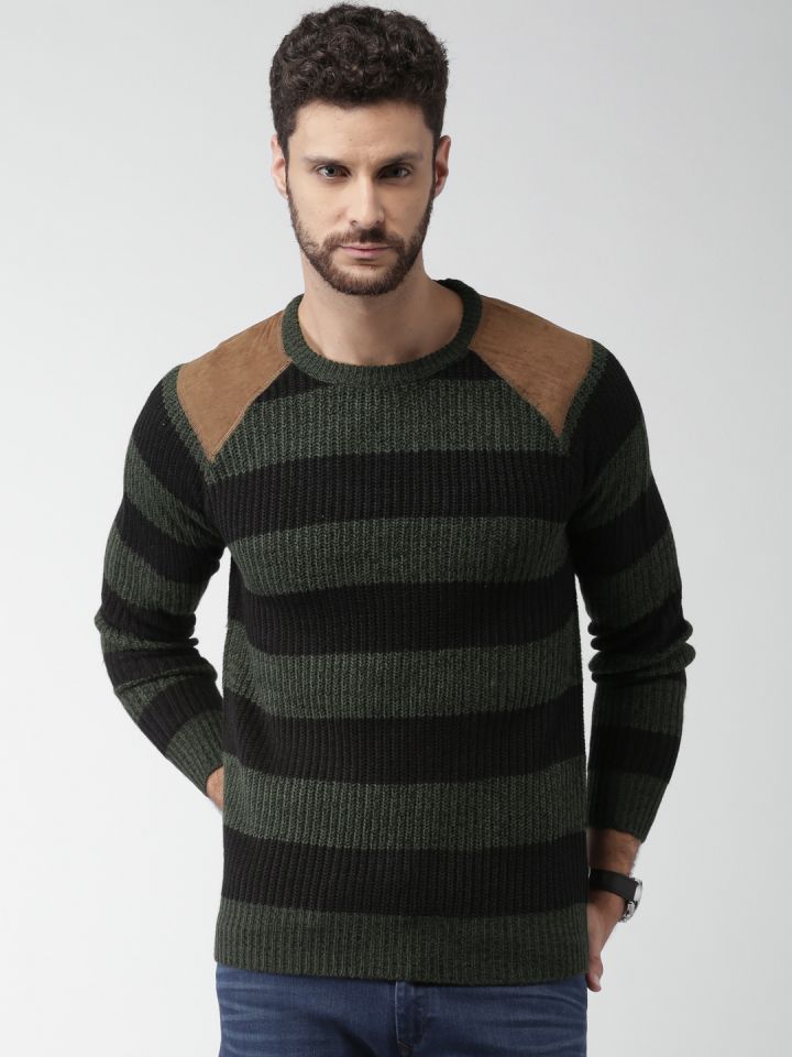 green and black striped sweater mens