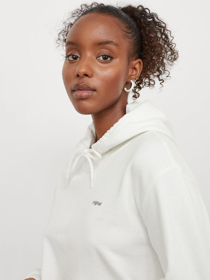 Oversized white hoodie women's shop