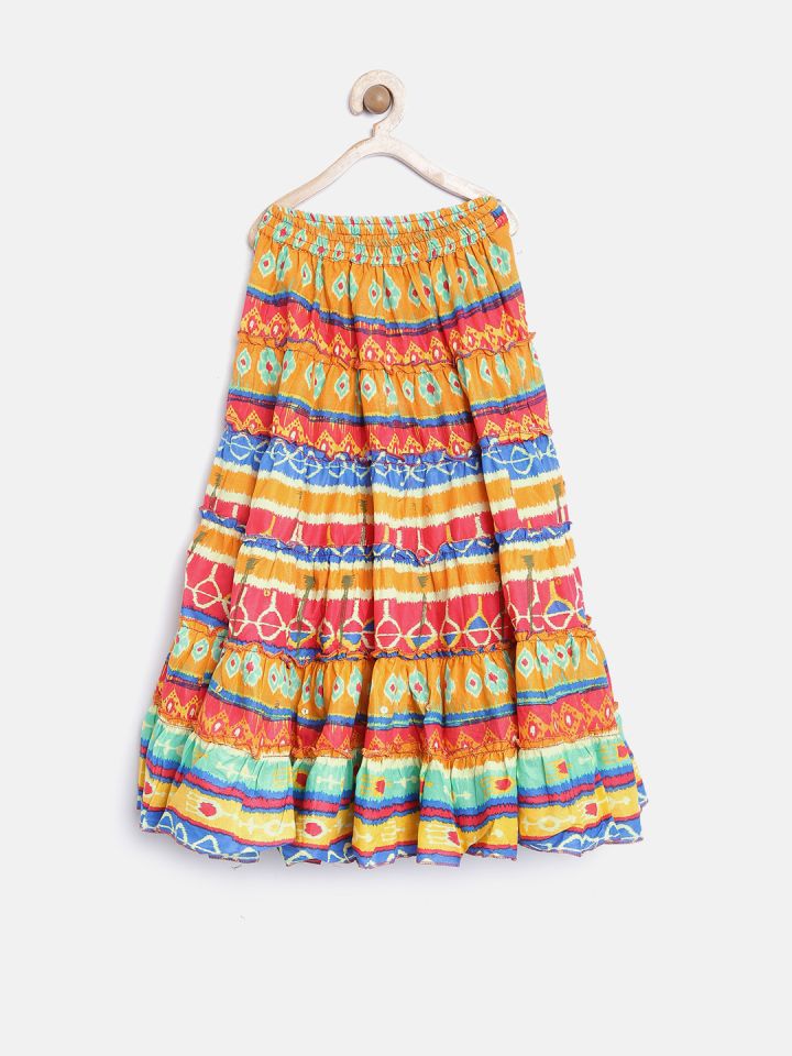 biba multicoloured printed maxi flared skirt