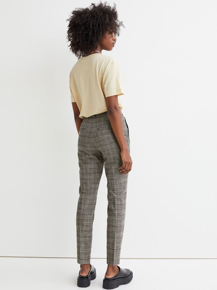 Buy H M Women Brown Black Cigarette Trousers Trousers for