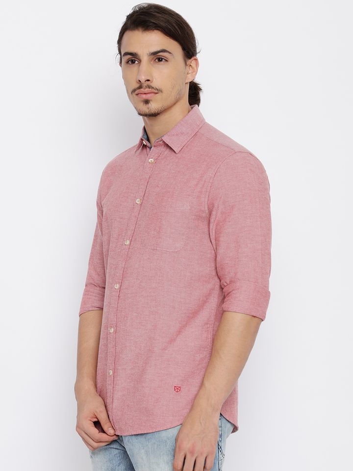 Men Pink Solid Casual Shirt - Shirts 