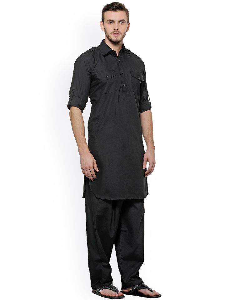 Buy Akavya Black Pathani Kurta Pyjama Kurta Sets For Men 1521029 Myntra New kurta designs 2013 consists of kurtas and shalwar of different colour with black and white shalwars, which are very these days kurtas are worn with white or black shalwars depending on their colour. akavya black pathani kurta pyjama