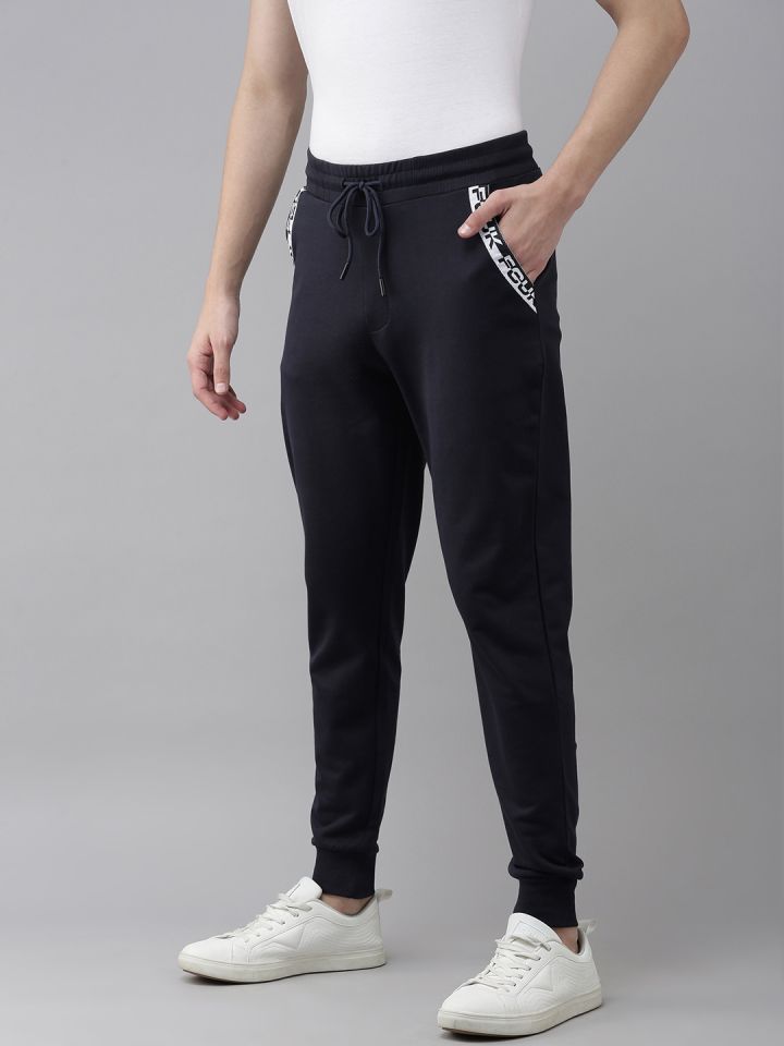 Buy French Connection Men Navy Blue Solid Slim Fit Joggers Track