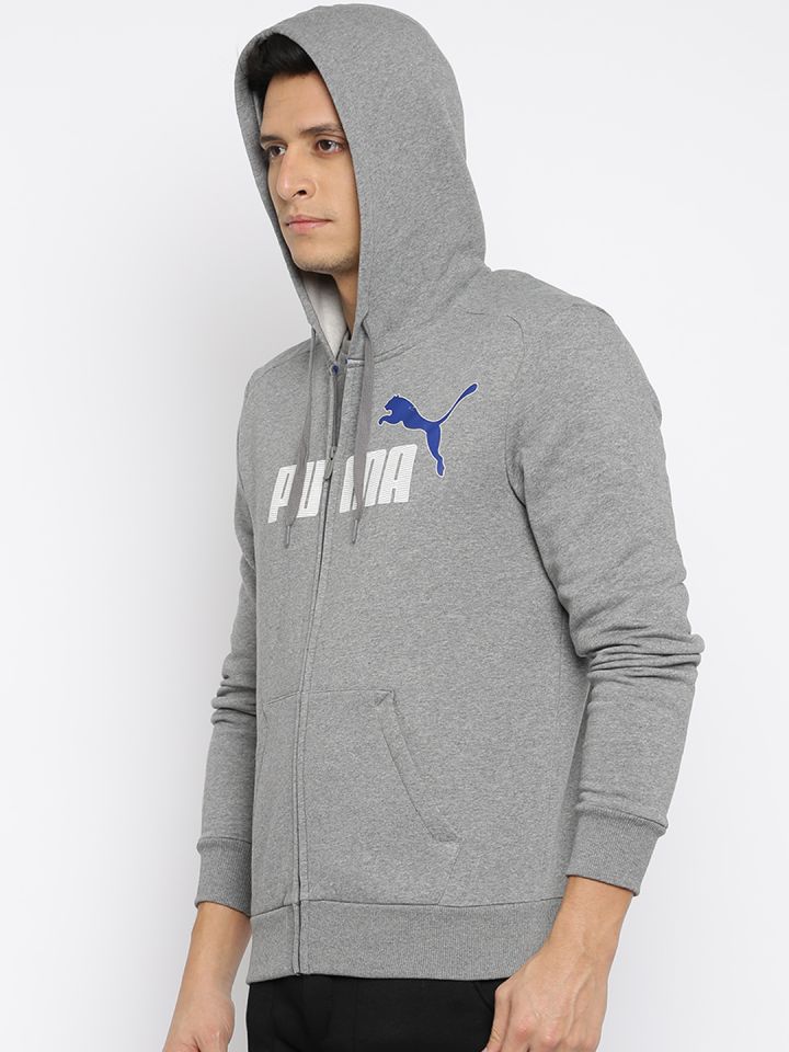Puma men grey melange hooded sweatshirt clearance