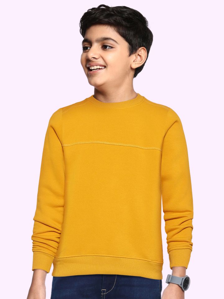 UTH by Roadster Boys Mustard Yellow Solid Sweatshirt