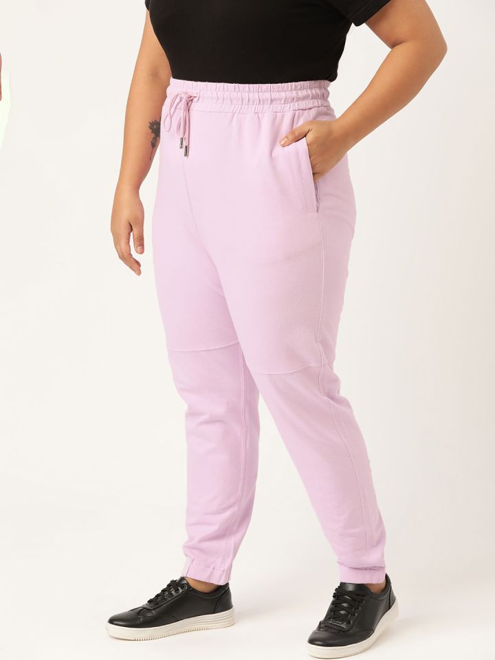 Buy SPIRIT ANIMAL Women Plus Size Lavender Solid Joggers Track
