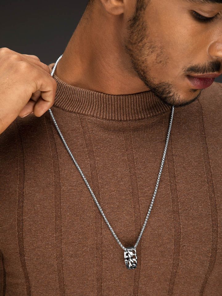 Buy The Roadster Lifestyle Co Men Silver Plated Chain - Necklace