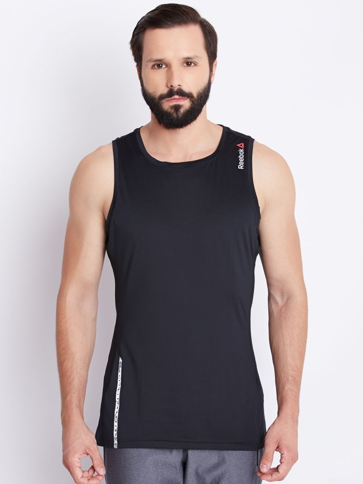 Buy Reebok Men Black OSR Singlet Solid Round Neck Sleevless Slim Fit Running  T Shirt - Tshirts for Men 1538926