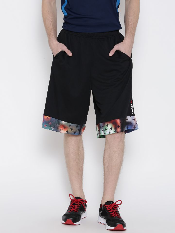 Reebok Classic Men Black PUMP Printed Basketball Shorts