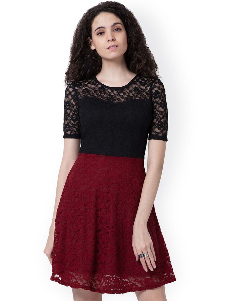 black and maroon dress