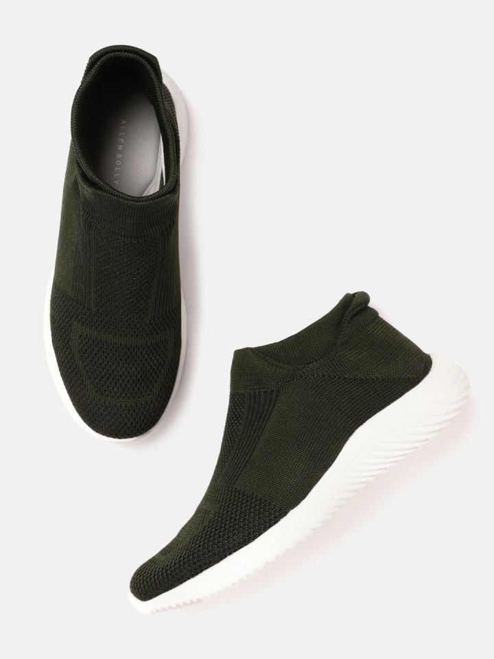 Buy Allen Solly Women Olive Green Woven Design Sneakers Myntra