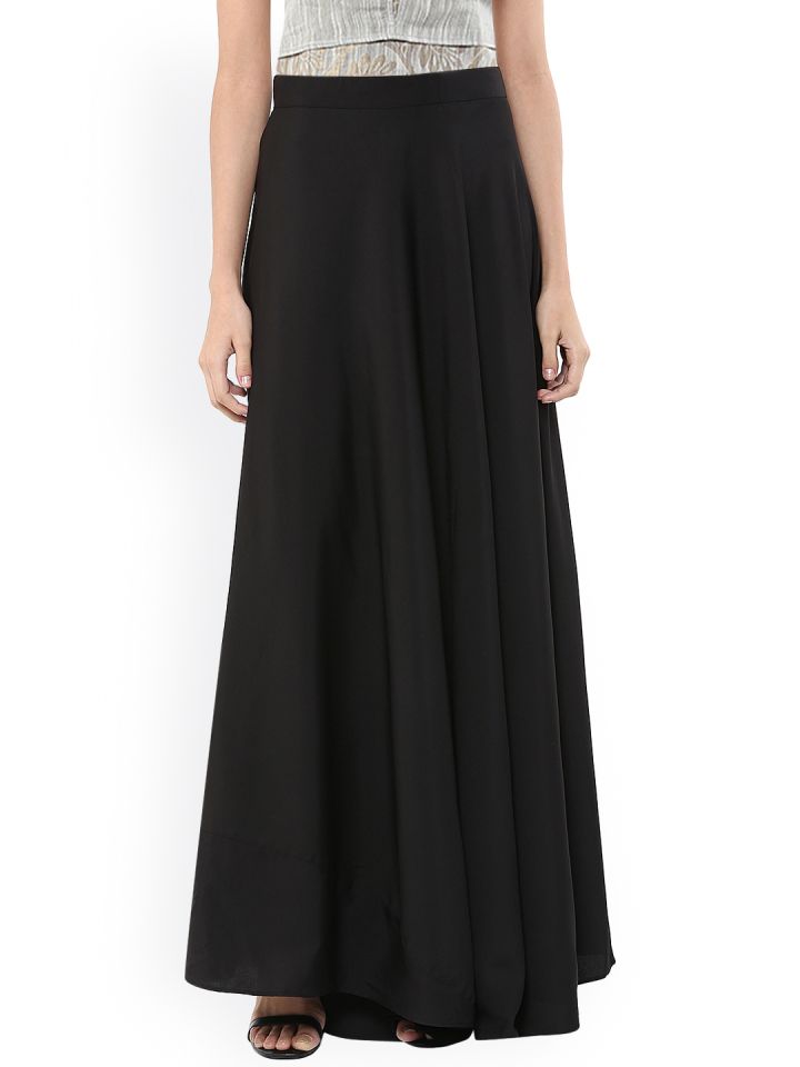 Black maxi skirt sales crepe