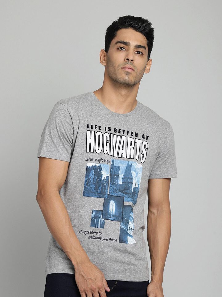 Free Authority Men Grey Blue Harry Potter Printed T shirt