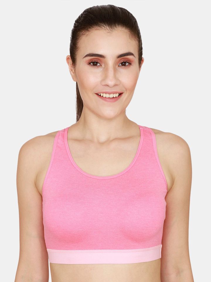Buy Rosaline By Zivame Women Pink Solid Sports Bra - Bra for Women 15462292