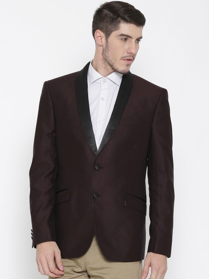 Buy V Dot By Van Heusen Burgundy Single Breasted Slim Partywear