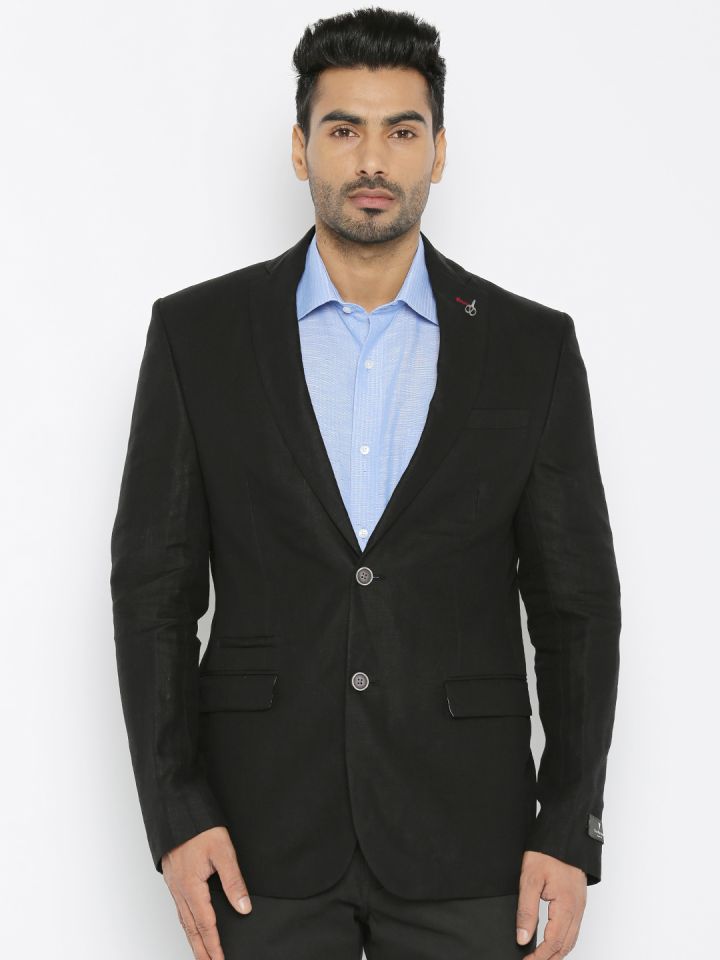Buy Van Heusen Black Linen Formal Blazer Blazers for Men 1547017