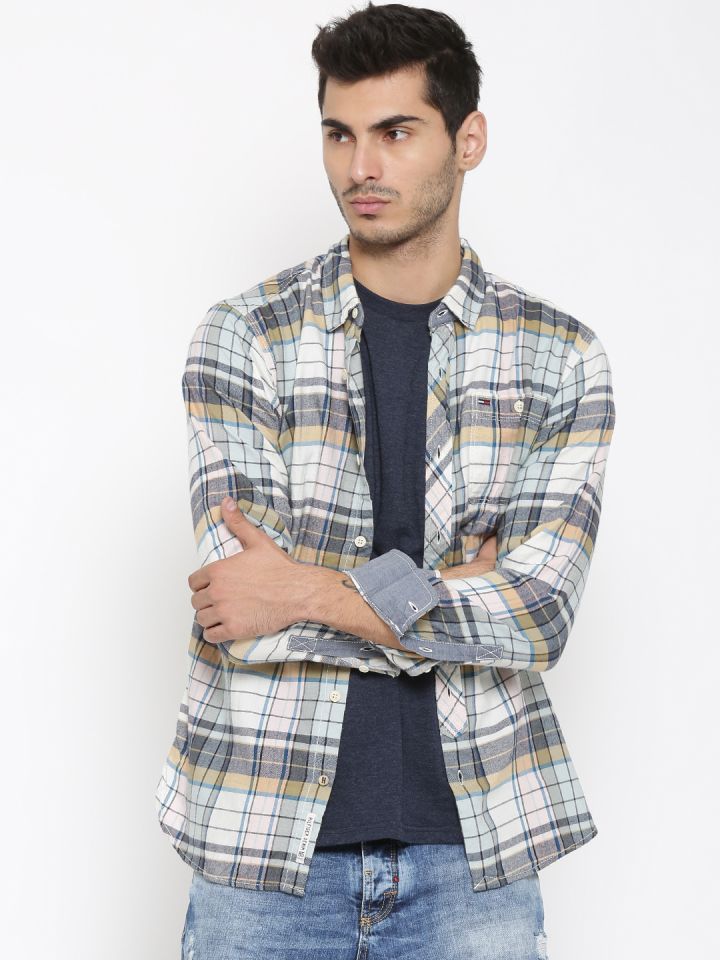 Tommy Hilfiger Men Multicoloured Checked Flannel Casual Shirt