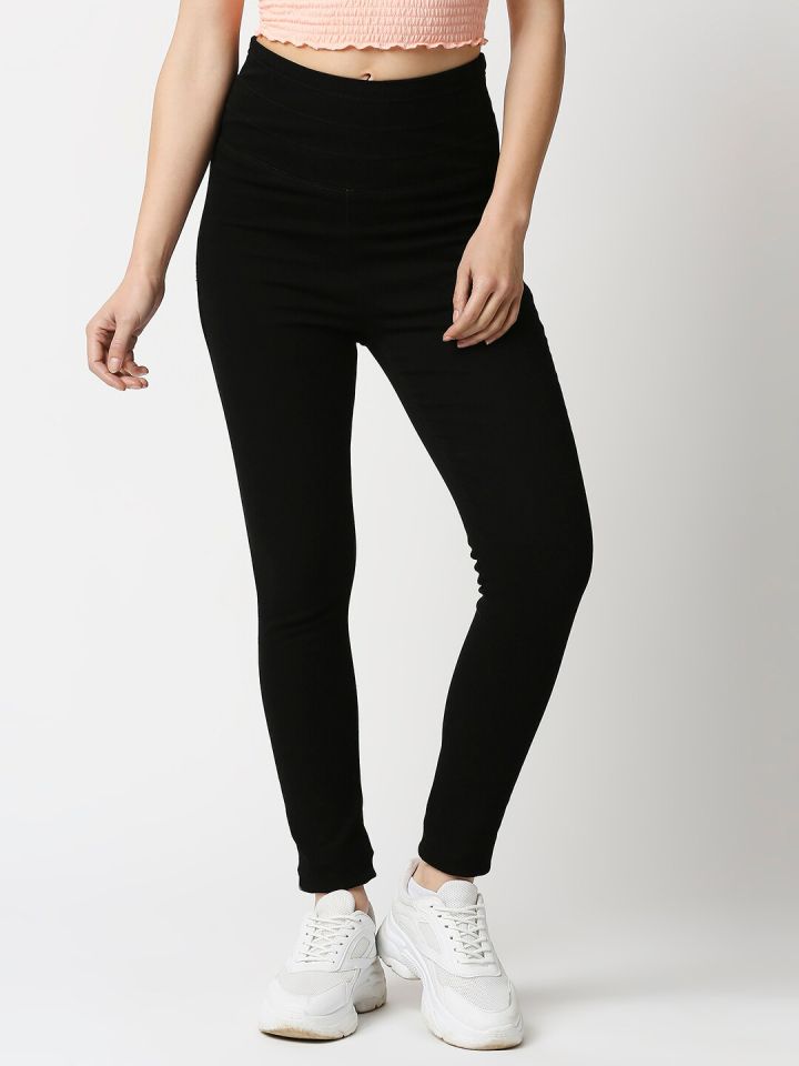 Black jeggings myntra sales