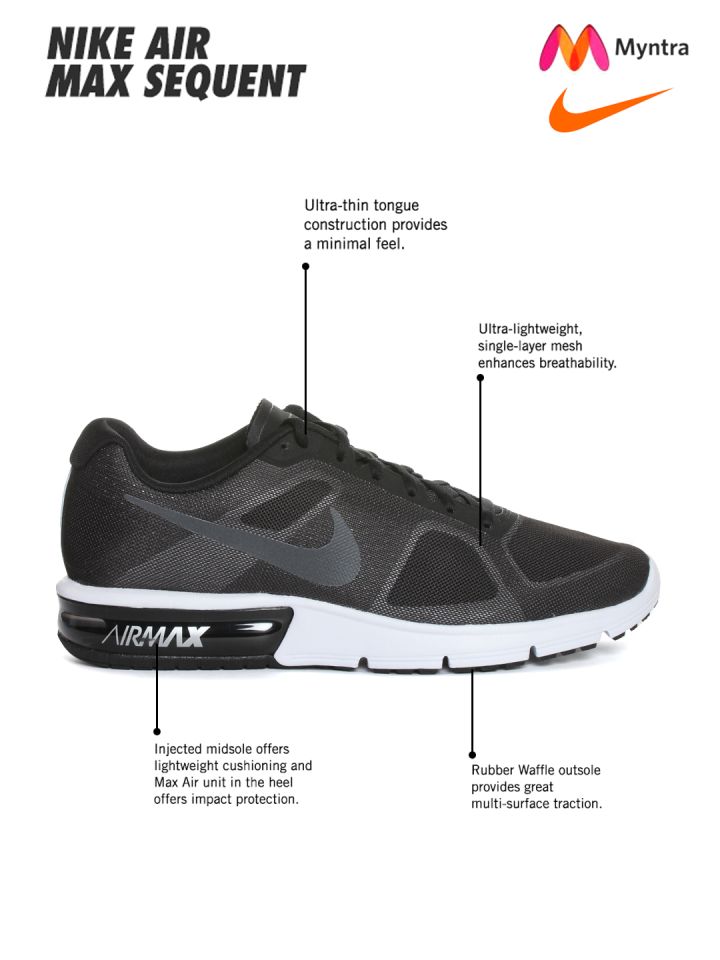 Nike Men Black Air Max Sequent Running Shoes