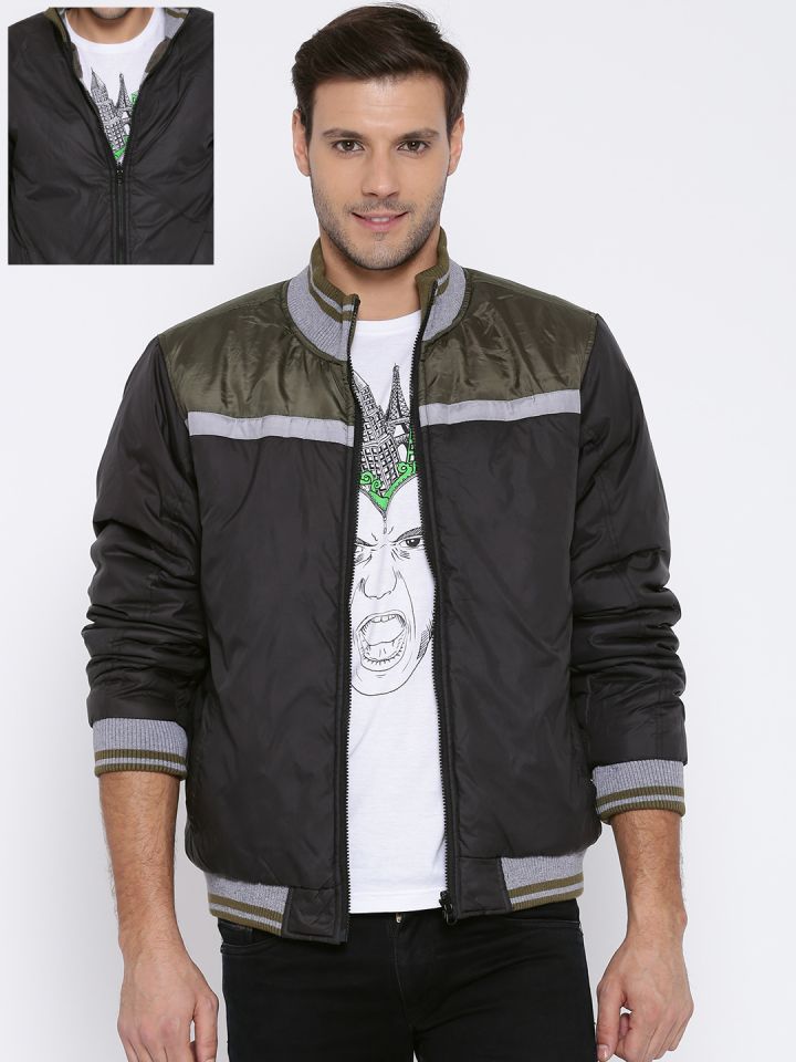 Buy John Players Charcoal Grey Reversible Bomber Jacket Jackets
