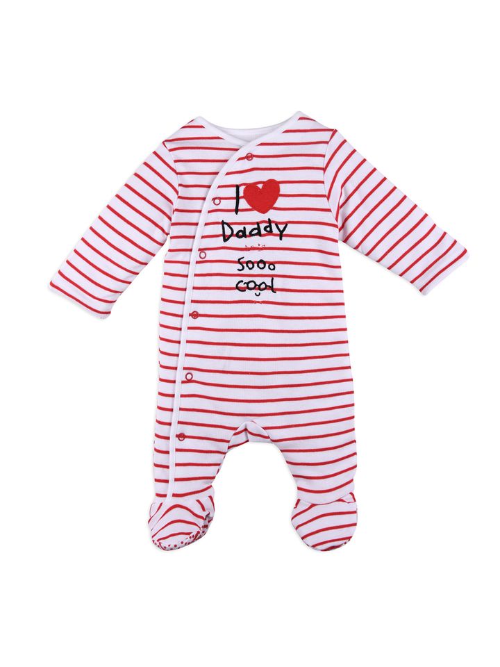 red and white striped sleepsuit