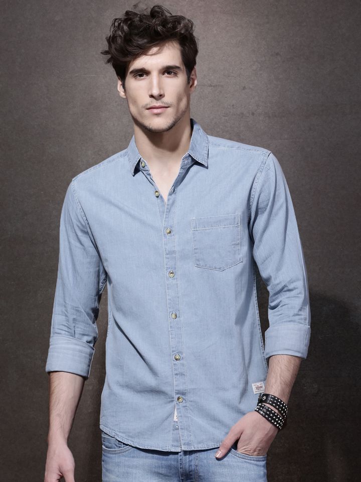 Blue Faded Casual Shirt - Shirts 