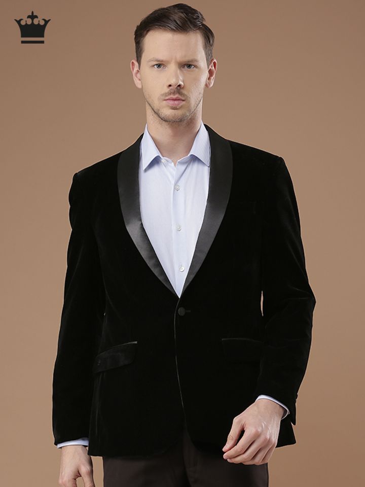 Louis Philippe Black Ultra Fit Single-Breasted Formal Blazer