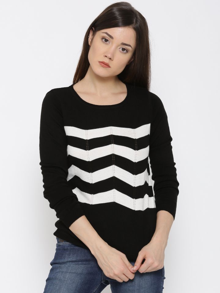 Buy Numero Uno Women Black Self Design Sweater Sweaters for