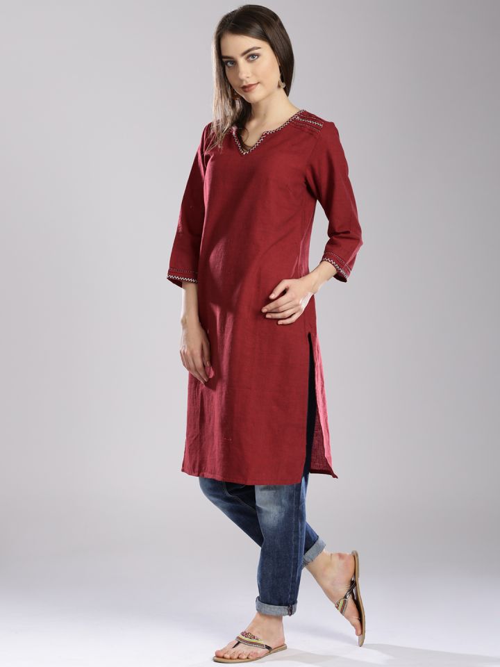 Fabindia maroon shop kurta