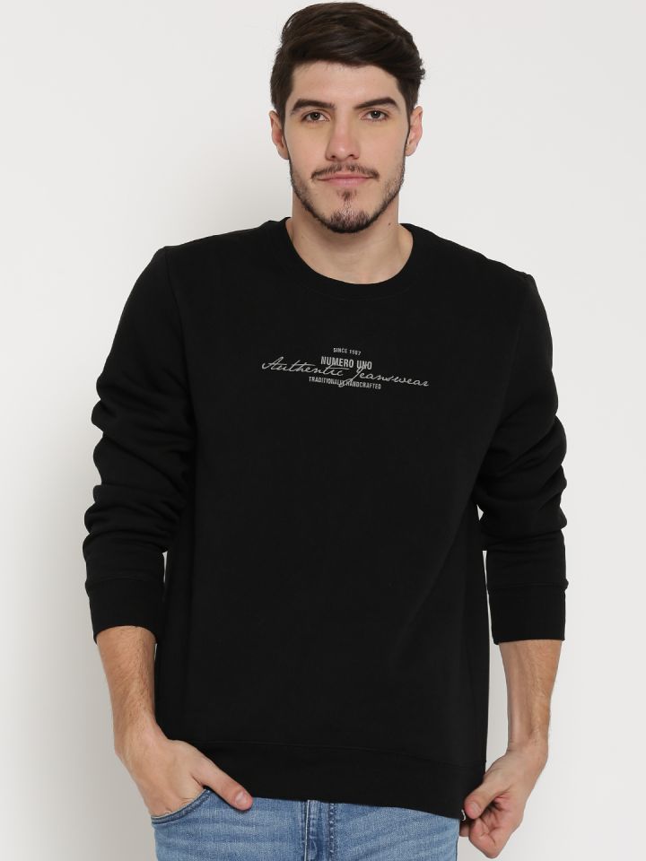 Buy Numero Uno Black Embossed Detail Sweatshirt Sweatshirts