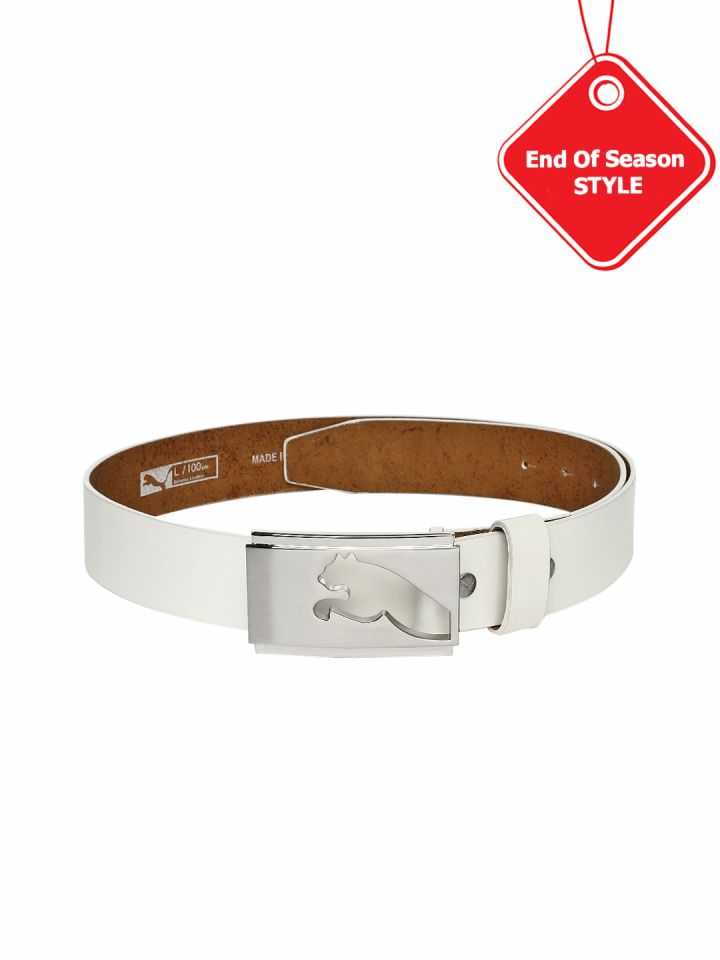 Buy PUMA Men White Leather Highlight Fitted Golf Belt Belts for