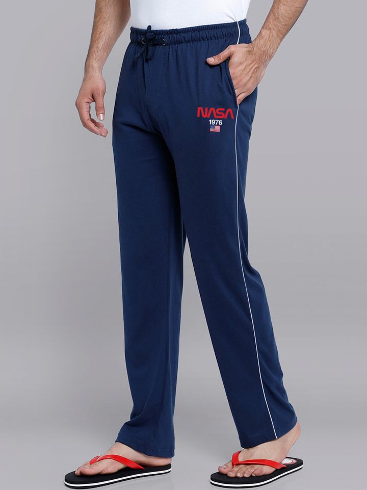 Buy Free Authority Men Blue NASA Featured Pure Cotton Lounge Pants